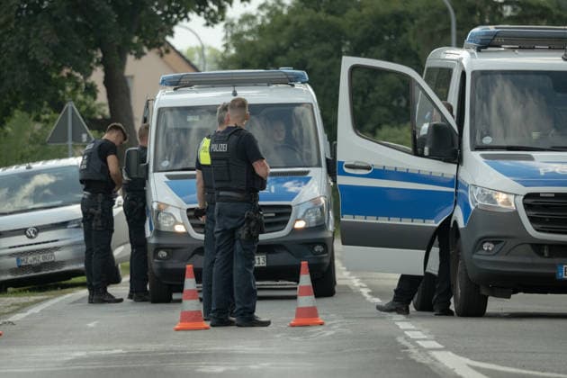 September 1, 2026, Turnow Preilack, Germany: Police vehicles are deployed near the site of the suspected attack on a power substation in Brandenburg, Germany, September 1, 2026. Turnow Preilack Germany - ZUMAs319 20260901_znp_s319_001 Copyright: xGabyxSchuetzex