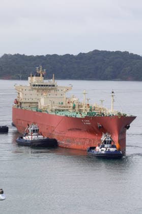 Panama Canal faces further transit restrictions PANAMA CITY, PANAMA - SEPTEMBER 01: The South Korean-flagged vessel SK Gas LTD makes history when it crosses the Panama Canal after paying $5.3 million for priority passage, an all-time record caused by the severe drought resulting from the El Nino phenomenon, which is putting further pressure on hydrocarbon prices already strained by the near-total closure of the Strait of Hormuz in Panama City, Panama on September 01, 2026. The canal, through which 5% of global maritime trade passes, reduces the number of ships allowed to transit daily from 36 to 34 starting September 3. Twelve days later, that number drops to 32 to conserve the fresh water needed for operations. The interoceanic waterway op  Copyright: x2026xAnadoluxDanielxGonzalezx