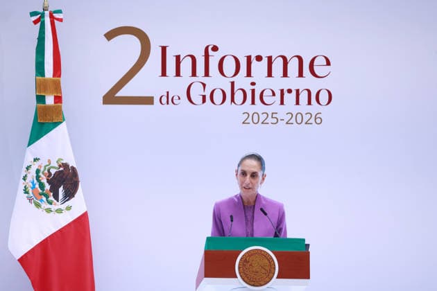 Mexican President Claudia Sheinbaum delivers second State of the Union address MEXICO CITY, MEXICO - SEPTEMBER 01: Mexican President Claudia Sheinbaum speaks during her second State of the Union address, at the National Palace, in Mexico City, Mexico on September 01, 2026. Sheinbaum, Mexico s first female president, presented key achievements from her administration before beginning a nationwide tour of the country s states. Daniel Cardenas Anadolu Mexico City Mexico. Editorial use only. Please get in touch for any other usage.  Copyright: x2026xAnadoluxDanielxCardenasx
