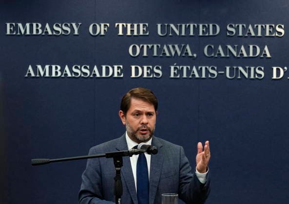 September 1, 2026, Ottawa, On, CAN: United States Senator Ruben Gallego holds a news conference at the American embassy in Ottawa on Tuesday Sept. 1, 2026. Ottawa CAN  - ZUMAc35_ 20260901_zaf_c35_069 Copyright: xJustinxTangx