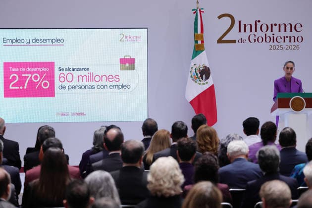 September 1, 2026, Mexico City, Mexico: Mexican President CLAUDIA SHEINBAUM PARDO presented her Second Government Report at the Honor Courtyard of the National Palace in Mexico City, outlining the main achievements and results of her administration nearly two years after taking office. Mexico City Mexico - ZUMAl178 20260901_znp_l178_017 Copyright: xCristianxLeyvax