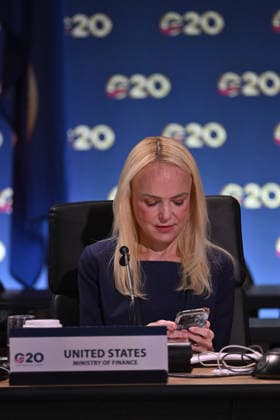G20 Finance Ministers and Central Bank Governors Meeting In Asheville, North Carolina ASHEVILLE, USA - SEPTEMBER 1: US Treasury Department official Erin Browne attends the second day of the G20 summit of the Finance Ministers and Central Bank Governors Meeting at the Omni Grove Park Inn in Asheville, NC, United States on September 01, 2026. US Treasury Secretary Scott Bessent is hosting a two-day meeting of the Group of 20 world leaders in finance. Peter Zay Anadolu North Carolina United States. Editorial use only. Please get in touch for any other usage.  Copyright: x2026xAnadoluxPeterxZayx