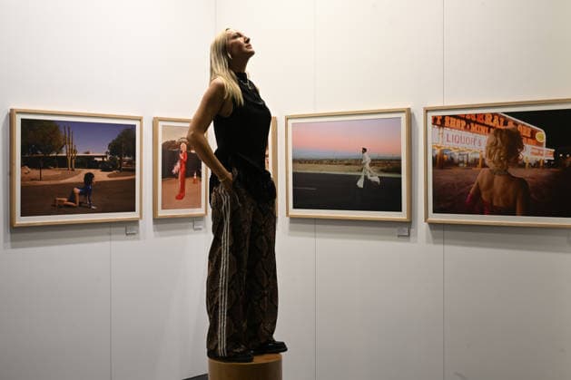 SYDNEY CONTEMPORARY MEDIA PREVIEW, Photographer Cybele Malinowski poses in front of her ˜Deep Fake™ works during a preview of the 10th edition of the Sydney Contemporary Art Fair, at Carriageworks, in Sydney, Wednesday, September 2, 2026. ( NO ARCHIVING SYDNEY NSW AUSTRALIA  Copyright: xDEANxLEWINSx 20260902180844113020