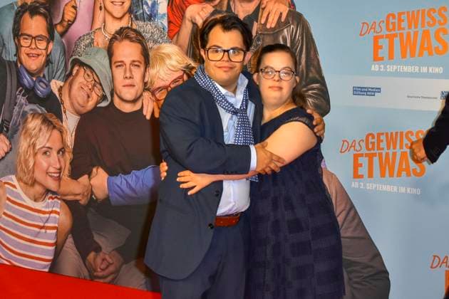ABB GEWISSEETWAS: Frangiskos Kakoulakis and Antonia Riet appeared on the red carpet at the NRW Kino film premiere of *Das gewisse Etwas* at the Cinedom cinema on September 1, 2026, in Cologne, North Rhine-Westphalia, Germany