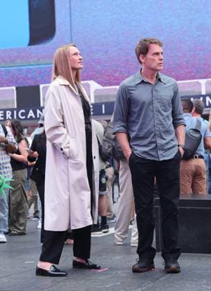 Michael C. Hall and Uma Thurman film at the Dexter: Resurrection set in Times Square, Manhattan Featuring: Michael C. Hall, Uma Thurman Where: New York City, New York, United States When: 01 Sep 2026 Credit: Jose Perez INSTARimages EDITORIAL USE ONLY. NOT FOR USE BY NEWSPAPERS BASED IN THE UK. Copyright: xx instar55964787