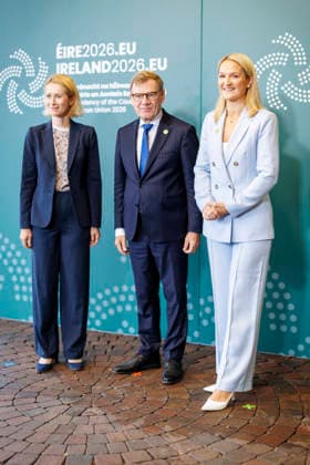 Johann Wadephul (CDU), Federal Minister of Foreign Affairs, attends the Gymnich meeting of EU foreign ministers. Pictured here with the High Representative for Foreign Affairs and Security Policy, Kaja Kalla, and the Minister of Foreign Affairs of Ireland, Helen McEntee from Wicklow, September 2, 2026. Photographed on behalf of the Federal Foreign Office, Wicklow, Ireland Copyright: xThomasxImox