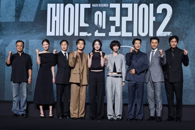 Made in Korea Season 2 press conference in Seoul (L-R) South Korean director Woo Min-ho, actors Cha Hee, Noh Jae-won, Jung Sung-il, Won Ji-an, Seo Eun-soo, Woo Do-hwan, Hyun Bin and Jung Woo-sung pose for photos during a news conference for the Disney+ original series Made in Korea Season 2 at the Conrad Seoul hotel in Seoul, South Korea, on September 02, 2026. Seoul South Korea Copyright: xMatrixxImagesx xJungxUi-Chelx
