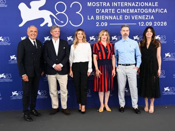 IPA88026756 - Venice, 83rd Venice International Film Festival 2026 - Day 1, Phocall Orizzonti Jury. Pictured: Alberto Barbera, Peter Becker, Barbara Ronchi, ValÃ rie Donzelli, David Pablos, Elizabeth  Copyright: xAlbertoxTerenghix xPoolxPhotoxEventsx08x 88026756
