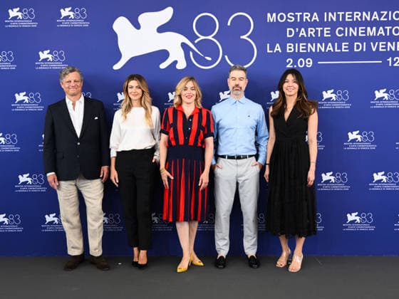 IPA88026750 - Venice, 83rd Venice International Film Festival 2026 - Day 1, Phocall Orizzonti Jury. Pictured: Peter Becker, Barbara Ronchi, ValÃ rie Donzelli, David Pablos, Elizabeth  Copyright: xAlbertoxTerenghix xPoolxPhotoxEventsx08x 88026750
