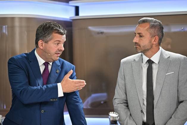 Halle-Saale, Saxony-Anhalt, Germany, September 2, 2026: Debate at MZ and Volksstimme between Minister President Sven Schulze (CDU) and challenger Ulrich Siegmund (AfD). Photo by Hendrik Schmidt, Pool Copyright: xHendrikxSchmidt,xPool dtsxNachrichtenagenturx dts_132455