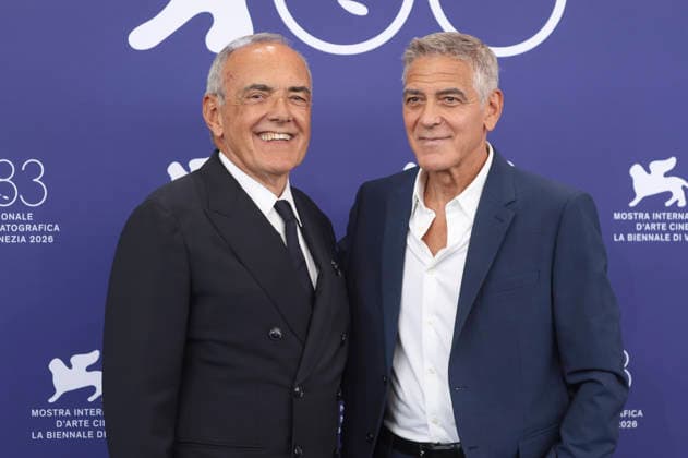 Alberto Barbera and George Clooney at the photo call for the presentation of the Golden Lion for Lifetime Achievement at the 2026 Venice Biennale—the 83rd Venice International Film Festival—at the Palazzo del Casino in Venice, September 2, 2026 Foto:xD.xBedrosianx xFuturexImagex clooney_6915