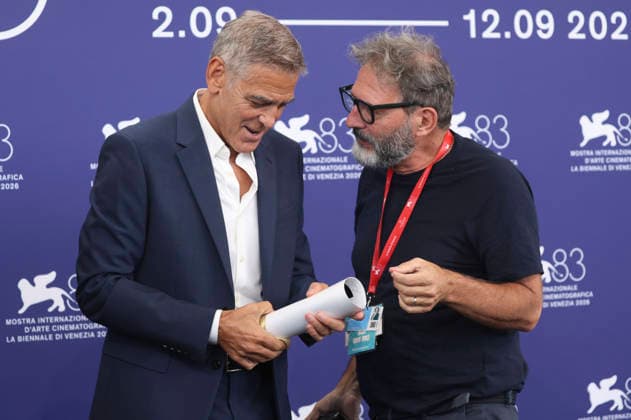 George Clooney and Alfonso Catalano at the photo call for the presentation of the Golden Lion for Lifetime Achievement at the 2026 Venice Biennale, the 83rd Venice International Film Festival, at the Palazzo del Casino in Venice, September 2, 2026 Foto:xD.xBedrosianx xFuturexImagex clooney_6919