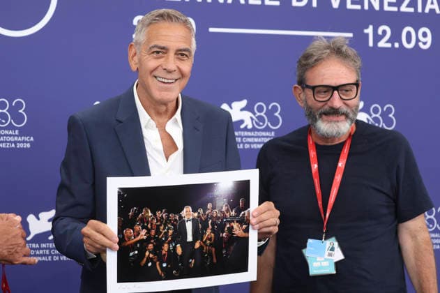 George Clooney and Alfonso Catalano at the photo call for the Golden Lion for Lifetime Achievement award at the 2026 Venice Biennale, the 83rd Venice International Film Festival, at the Palazzo del Casino in Venice, September 2, 2026 Foto:xD.xBedrosianx xFuturexImagex clooney_6921