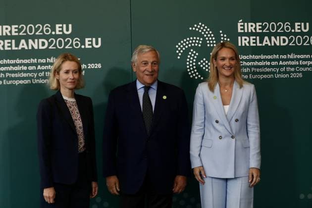 Informal Meeting of EU Foreign Affairs Ministers (Gymnich) in Ireland WICKLOW, IRELAND - SEPTEMBER 2: Helen McEntee, Ireland s Minister for Foreign Affairs and Trade (R), Deputy Prime Minister of Italy and Minister of Foreign Affairs Antonia Tajani (C) and Kaja Kallas, EU High Representative for Foreign Affairs and Security Policy (L) at an informal meeting of EU Foreign Affairs Ministers (Gymnich) in Wicklow, Ireland, on September 2, 2026. European foreign ministers gathered in Wicklow for the informal diplomatic summit to exchange views on pressing global crises, European security policy, and unified EU foreign relations strategies. Mostafa Darwish Anadolu Wicklow Ireland. Editorial use only. Please get in touch for any other usage.  Copyright: x2026xAnadoluxMostafaxDarwishx