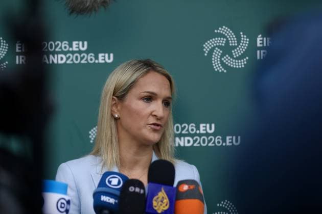 Informal Meeting of EU Foreign Affairs Ministers (Gymnich) in Ireland WICKLOW, IRELAND - SEPTEMBER 02: Helen McEntee Ireland’s Minister for Foreign Affairs and Trade speakds during a press conference on September 02, 2026. Mostafa Darwish Anadolu Wicklow Ireland. Editorial use only. Please get in touch for any other usage.  Copyright: x2026xAnadoluxMostafaxDarwishx