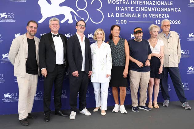 Jonas Dornbach, Marta Donzelli, Kristina Börjeson, Gregorio Paonessa, Samanta Antonnicola with the team at the photo call for the film *Das Mädchen mit der Leica* (*La ragazza con la Leica* *The Girl with the Leica*) at the 2026 Venice Biennale—the 83rd Venice International Film Festival—at the Palazzo del Casino in Venice, September 2, 2026 Foto:xD.xBedrosianx xFuturexImagex leica_6959