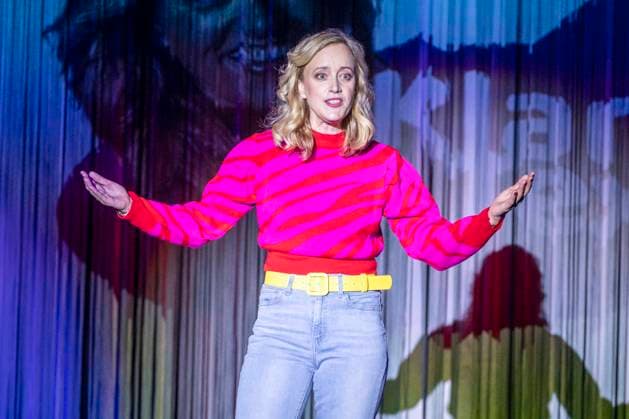 ABB SCHLOSSPARK Judith Richter, actress, performing on stage in makeup and costume during a rehearsal for the play *PUTSCH: A Guide to Destroying a Democracy* at the Schlosspark Theater on September 0, 2026, in Berlin, Germany