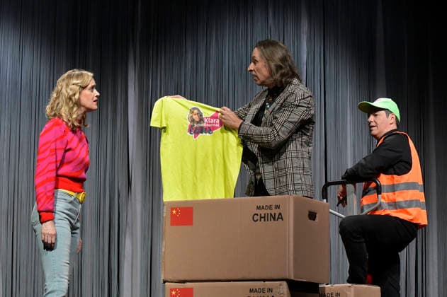 Judith Richter, Oliver Seidel, and Manolo Palma at the photo shoot for the play *Putsch: A Guide to Destroying a Democracy* at the Schlosspark Theater in Berlin, September 2, 2026 Foto:xM.xBehrensx xFuturexImagex putsch_6931