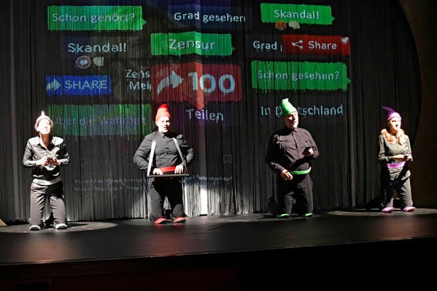 Kim Zarah Langner, Manolo Palma, Martin Molitor, and Marie Schröder at the photo shoot for the play *Putsch: A Guide to Destroying a Democracy* at the Schlosspark Theater in Berlin, September 2, 2026 Foto:xM.xBehrensx xFuturexImagex putsch_6936