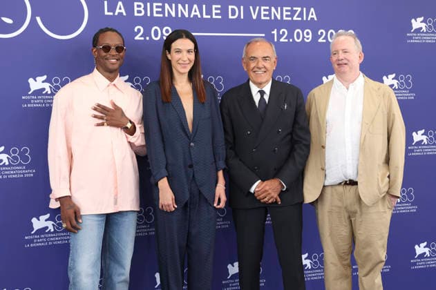 Akinola Davies Jr., Carolina Cavalli, Alberto Barbera, and Ted Hope at a photo call with the section juries at the 2026 Venice Biennale—the 83rd Venice International Film Festival—at the Palazzo del Casino in Venice, September 2, 2026 Foto:xA.xM.xTinghinox xFuturexImagex jurys_6911