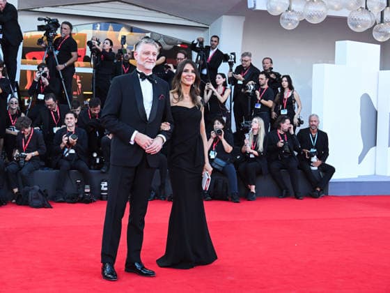 IPA88036664 - Venice, 83rd Venice International Film Festival 2026 - Night 1 - Opening Red Carpet - Pictured: Minister of Culture Alessandro Giuli with his wife Valeria Falcioni  Copyright: xManuelexMangiarottix xPoolxPhotoxEventsx08x 88036664
