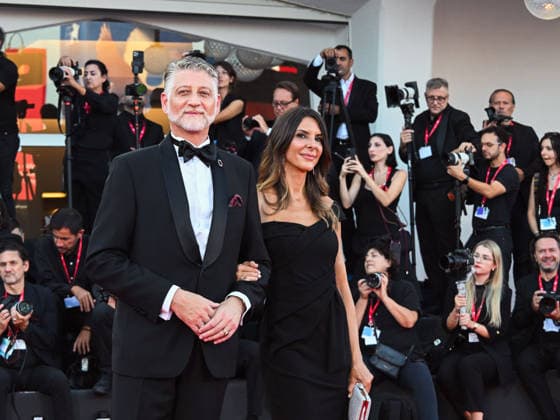 IPA88036673 - Venice, 83rd Venice International Film Festival 2026 - Night 1 - Opening Red Carpet - Pictured: Minister of Culture Alessandro Giuli with his wife Valeria Falcioni  Copyright: xManuelexMangiarottix xPoolxPhotoxEventsx08x 88036673