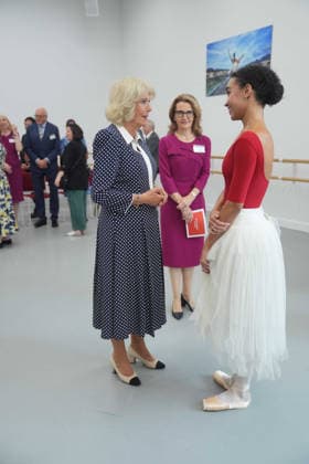 Royal visit to the Royal Academy of Dance Queen Camilla, Patron of the Royal Academy of Dance (RAD), speaks with Shani Moran-Simmonds during a visit to their global headquarters in south-west London, to see the broad range of programmes the academy offers as part of its charitable work, including programmes supporting older dancers, people affected by cancer, and young people participating in a street dance lesson. Picture date: Wednesday September 2, 2026. PA Photo., Credit:Yui Mok PA ROTA - B68 Avalon UK, London  Copyright: xYuixMokx xPAxROTAx-xB68x xAvalonx 1130178484
