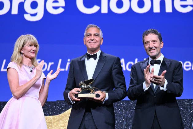 September 2, 2026, Venice, Rome, Italy: Laura Dern and Pietrangelo Buttafuoco present George Clooney with the Golden Lion for Lifetime Achievement during the opening ceremony of the 83rd Venice Film Festival. Venice, September 2, 2026 Venice Italy  - ZUMAa289 20260902_zia_a289_274 Copyright: xMariaxLauraxAntonellix xAgfx