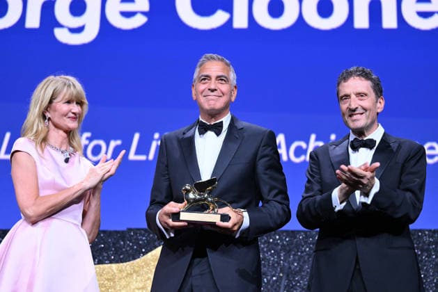 September 2, 2026, Venice, Rome, Italy: Laura Dern and Pietrangelo Buttafuoco present George Clooney with the Golden Lion for Lifetime Achievement during the opening ceremony of the 83rd Venice Film Festival. Venice, September 2, 2026 Venice Italy  - ZUMAa289 20260902_zia_a289_308 Copyright: xMariaxLauraxAntonellix xAgfx