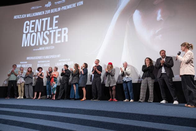 Premiere of GENTLE MONSTER: On-Stage Presentation, Q&A with Marie Kreutzer, Jella Haase, Laurence Rupp, and Host Katrin Rönicke. Premiere of GENTLE MONSTER at the Delphi Filmpalast Cinema in Berlin Copyright: xEventpressx
