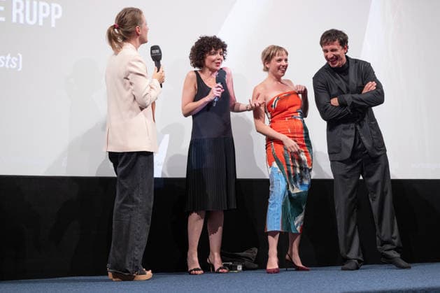 Premiere of GENTLE MONSTER: On-Stage Presentation, Q&A with Marie Kreutzer, Jella Haase, Laurence Rupp, and Host Katrin Rönicke. Premiere of GENTLE MONSTER at the Delphi Filmpalast Cinema in Berlin Copyright: xEventpressx