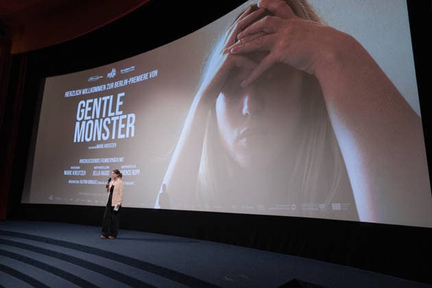 GENTLE MONSTER Premiere: On-Stage Presentation with Q&A Featuring Marie Kreutzer, Jella Haase, Laurence Rupp, and Host Katrin Rönicke. GENTLE MONSTER Premiere at the Delphi Filmpalast Cinema in Berlin Copyright: xEventpressx