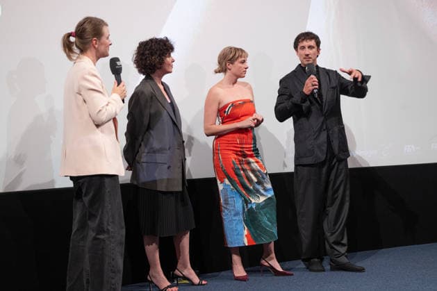 Premiere of GENTLE MONSTER: On-Stage Presentation with Q&A featuring Marie Kreutzer, Jella Haase, Laurence Rupp, and host Katrin Rönicke. Premiere of GENTLE MONSTER at the Delphi Filmpalast cinema in Berlin Copyright: xEventpressx