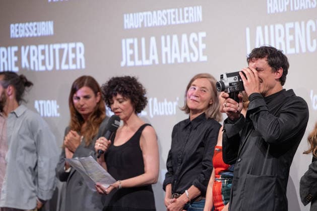 Premiere of GENTLE MONSTER: On-Stage Presentation with Q&A featuring Marie Kreutzer, Jella Haase, Laurence Rupp, and host Katrin Rönicke. Premiere of GENTLE MONSTER at the Delphi Filmpalast cinema in Berlin Copyright: xEventpressx