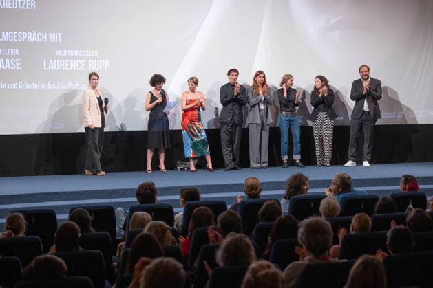 GENTLE MONSTER Premiere: On-Stage Presentation with Q&A Featuring Marie Kreutzer, Jella Haase, Laurence Rupp, and Host Katrin Rönicke. GENTLE MONSTER Premiere at the Delphi Filmpalast Cinema in Berlin Copyright: xEventpressx