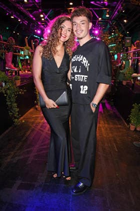 Garry Secret with his girlfriend Jessica Kühberger at the 2026 PROMI BIG BROTHER REVEAL EVENT at the Capitol Theater in Düsseldorf on September 2, 2026