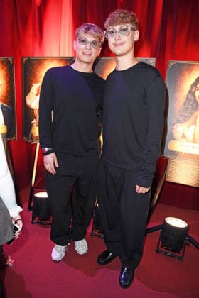 Leon Content with his friend Lucas Wegner at the PROMI BIG BROTHER REVEAL EVENT 2026 at the Capitol Theater in Düsseldorf on September 2, 2026