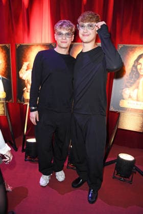 Leon Content with his friend Lucas Wegner at the PROMI BIG BROTHER REVEAL EVENT 2026 at the Capitol Theater in Düsseldorf on September 2, 2026
