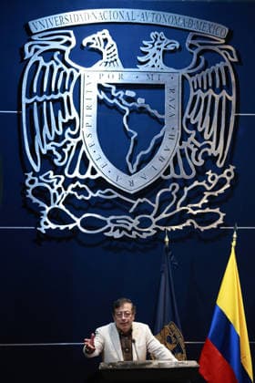 Former Colombian President Gustavo Petro to Deliver Keynote Lecture at Mexico s UNAM MEXICO CITY, MEXICO - SEPTEMBER 02: Former Colombian President Gustavo Petro speaks during a keynote lecture at the National Autonomous University of Mexico (UNAM), in Mexico City, Mexico on September 02, 2026. The presentation, titled Capital in the 21st Century: Political Economy of the Climate Crisis addressed the global economic and political challenges posed by climate change. It marked Petro s first visit to Mexico since leaving office, where he spoke at one of the country s most prominent public universities. Daniel Cardenas Anadolu Mexico city Mexico. Editorial use only. Please get in touch for any other usage.  Copyright: x2026xAnadoluxDanielxCardenasx