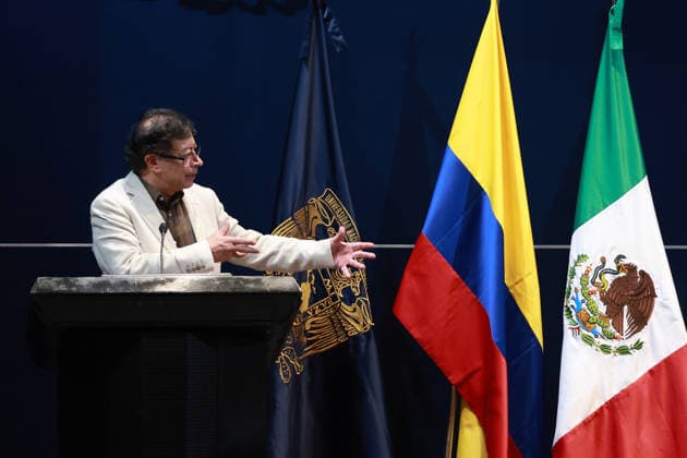 Former Colombian President Gustavo Petro to Deliver Keynote Lecture at Mexico s UNAM MEXICO CITY, MEXICO - SEPTEMBER 02: Former Colombian President Gustavo Petro speaks during a keynote lecture at the National Autonomous University of Mexico (UNAM), in Mexico City, Mexico on September 02, 2026. The presentation, titled Capital in the 21st Century: Political Economy of the Climate Crisis addressed the global economic and political challenges posed by climate change. It marked Petro s first visit to Mexico since leaving office, where he spoke at one of the country s most prominent public universities. Daniel Cardenas Anadolu Mexico city Mexico. Editorial use only. Please get in touch for any other usage.  Copyright: x2026xAnadoluxDanielxCardenasx