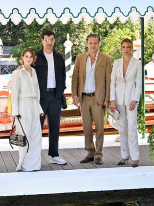 IPA88060505 - Venice, 83rd Venice International Film Festival 2026 - Day 3 - Arrivals at the Excelsior Hotel pier - Pictured: Carlotta Gamba, Marco Santi, Edoardo Pesce, and Barbara Chichiarelli  Copyright: xSimonexComix xPoolxPhotoxEventsx08x 88060505