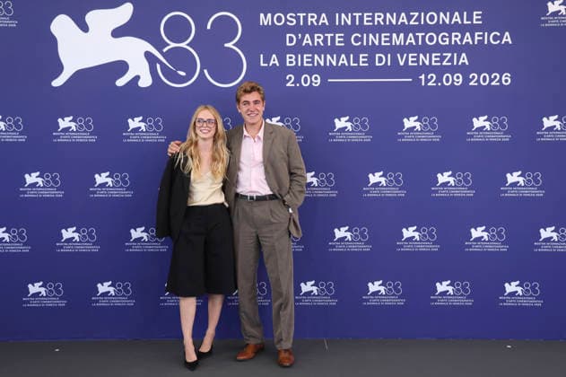 Celeste Kalis and Enzo Ferraroli at the photo call for the movie *Burgundy* at the 2026 Venice Biennale—the 83rd Venice International Film Festival—at the Palazzo del Casino in Venice, September 3, 2026 Foto:xD.xBedrosianx xFuturexImagex burgundy_6921