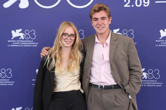 Celeste Kalis and Enzo Ferraroli at the photo call for the movie *Burgundy* at the 2026 Venice Biennale—the 83rd Venice International Film Festival—at the Palazzo del Casino in Venice, September 3, 2026 Foto:xD.xBedrosianx xFuturexImagex burgundy_6923