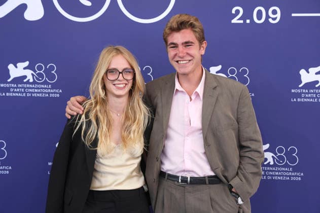 Celeste Kalis and Enzo Ferraroli at the photo call for the movie *Burgundy* at the 2026 Venice Biennale—the 83rd Venice International Film Festival—at the Palazzo del Casino in Venice, September 3, 2026 Foto:xD.xBedrosianx xFuturexImagex burgundy_6924