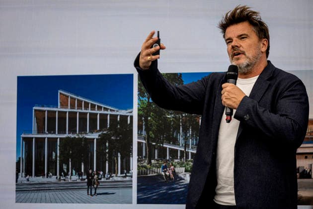 Danish architect and the Danish architectural BIG studio founder Bjarke Ingels presented the current status of the project s architectural design and samples of key materials for the Vltava Philharmonic building in Prague, at a press conference in Mnichovo Hradiste, Czech Republic, September 3rd, 2026. (CTKxPhoto RadekxPetrasek) CTKPhotoP2026090303702  CTKPhotoP2026090303702