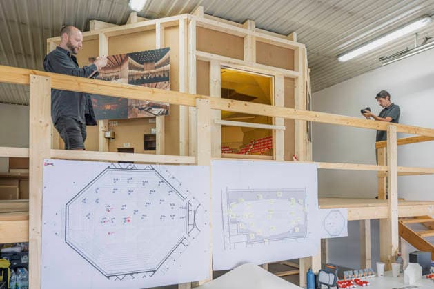A 1:10 scale acoustic model of the main hall of the future Vltava Philharmonic, National Music Center, where acoustic testing is underway, in Mnichovo Hradiste, Czech Republic, on September 3, 2026. (CTKxPhoto RadekxPetrasek) CTKPhotoP2026090303674  CTKPhotoP2026090303674