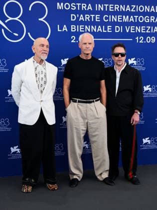 IPA88063583 - Venice, 83rd Venice International Film Festival 2026 - Day 2, Photocell film Wild Horse Nine. Pictured: John Malkovich, Martin McDonagh, Sam Rockwell  Copyright: xAlbertoxTerenghix xPoolxPhotoxEventsx08x 88063583