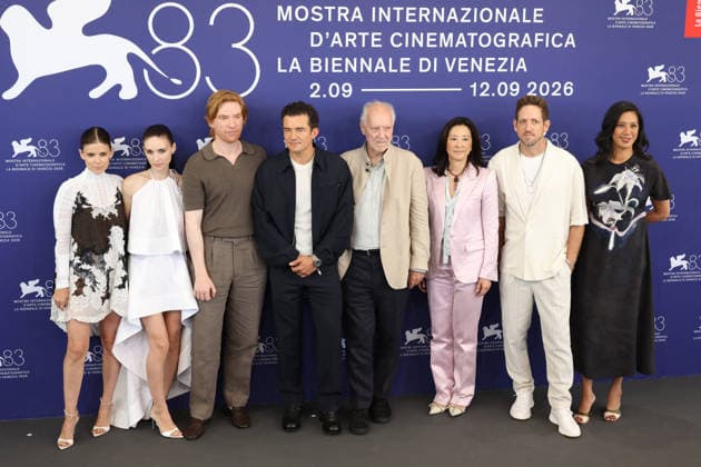 Venice 2026 Bucking Fastard Photocall NB Kate Mara, Rooney Mara, Domhnall Gleeson, Orlando Bloom, Director Werner Herzog, Clara Wu Tsai, Ariel Leon Isacovitch and Agnes Chu attending the Bucking Fastard Photocall as part of the 83th Venice International Film Festival at the Lido in Venice, Italy on September 03, 2025. Photo by Nasser Berzane ABACAPRESS.COM Venice Italy  Copyright: xBerzanexNasser ABACAx