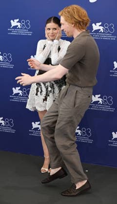 American actress Kate Mara and Irish actor Domhnall Gleason attend a photo call for Bucking Fastard at the 83rd Venice Film Festival in Venice, Italy on Thursday, September 3, 2026.  VEN20260903142 RUNExHELLESTAD