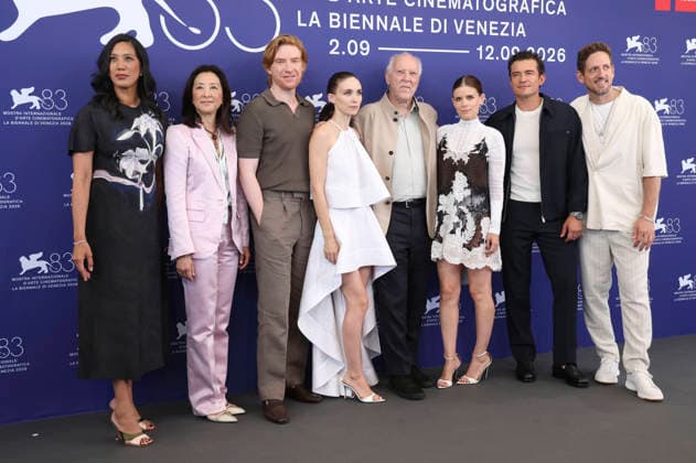 Agnes Chu, Clara Wu Tsai, Domhnall Gleeson, Rooney Mara, Werner Herzog, Kate Mara, Orlando Bloom, and Ariel Leon Isacovitch at the photocall for the film *Bucking Fastard* at the 2026 Venice Biennale—the 83rd Venice International Film Festival—at the Palazzo del Casino in Venice, September 3, 2026 Foto:xD.xBedrosianx xFuturexImagex fastard_6906